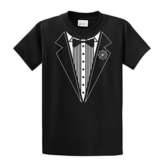 Tuxedo Short Sleeve T-shirt Classy Tux with Flower-Black-5xl
