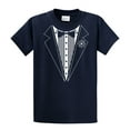 thumbnail image 1 of Tuxedo Short Sleeve T-shirt Classy Tux with Flower-Navy-XXL, 1 of 4