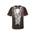 thumbnail image 1 of Tuxedo Short Sleeve T-shirt Classy Tux with Plaid Vest and Rose Bow Tie-Dark Chocolate-xxxl, 1 of 4