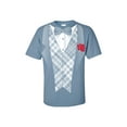 thumbnail image 1 of Tuxedo Short Sleeve T-shirt Classy Tux with Plaid Vest and Rose Bow Tie-Stone Blue-6xl, 1 of 4