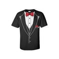 thumbnail image 1 of Tuxedo Short Sleeve T-shirt Classy Tux with Red Plaid Bow Tie-Black-xxxl, 1 of 4