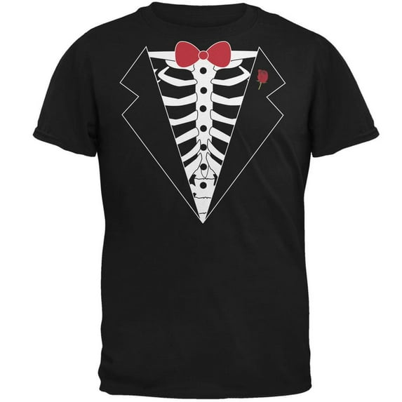 Tuxedo Skeleton Costume Black Adult T-Shirt - X-Large
