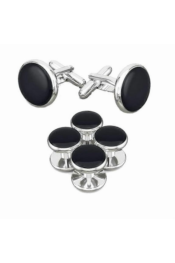 Tuxedo Studs And Cufflinks Set, Mens Cufflinks And Cuff Studs Set Cuff Links Stainless Steel Tux Buttons Black Silver Fk