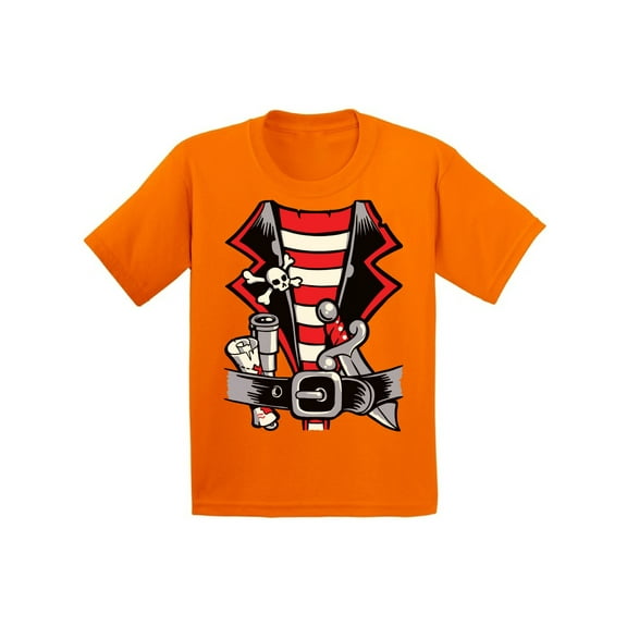 Tuxedo Style Youth Pirate Halloween TShirt - Party T-Shirt Funny Tee Shirt for Girls Kids Boys - 6 to 15 Years Old