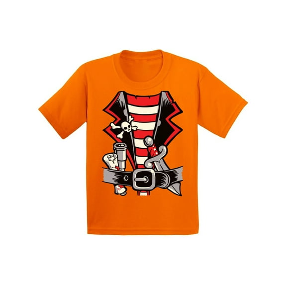 Tuxedo Style Youth Pirate Halloween TShirt - Party T-Shirt Funny Tee Shirt for Girls Kids Boys - 6 to 15 Years Old