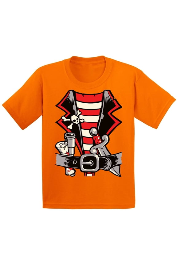 Tuxedo Style Youth Pirate Halloween TShirt - Party T-Shirt Funny Tee Shirt for Girls Kids Boys - 6 to 15 Years Old