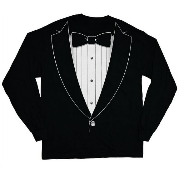 Tuxedo T-shirt Men's Long Sleeve Tee Black