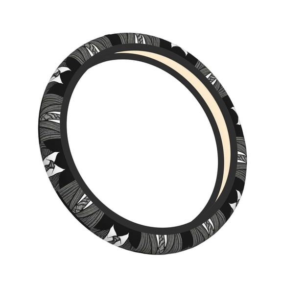 Tuxedo Tie Printed Suit Anti-Slip Neoprene Steering Wheel Cover, Universal 15 Inch Fit Vehicles, Sedans, SUVs, Vans, Trucks