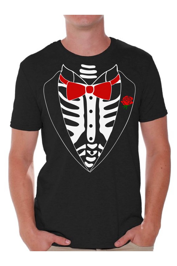 Tuxedo Tshirt - Graphic Tees for Men - Skeleton Halloween Shirt