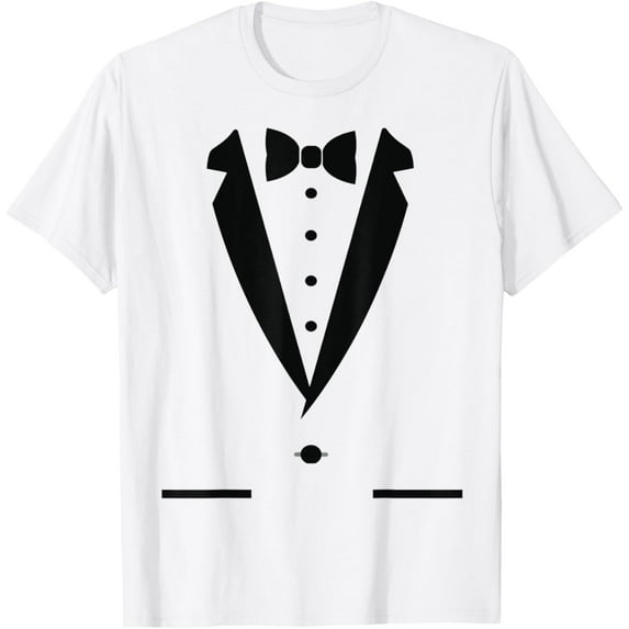 Tuxedo Tshirt White with Bow Tie Suit Funny Men Women Kids T-Shirt
