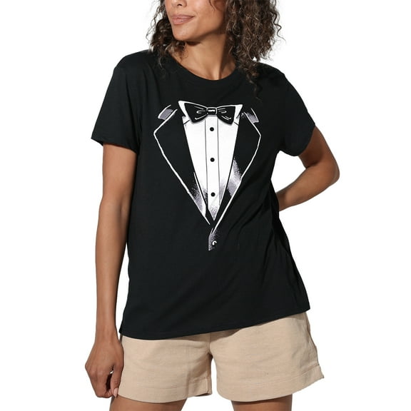 Tuxedo Women's Loose Fit Graphic T-Shirt – Casual Short Sleeve