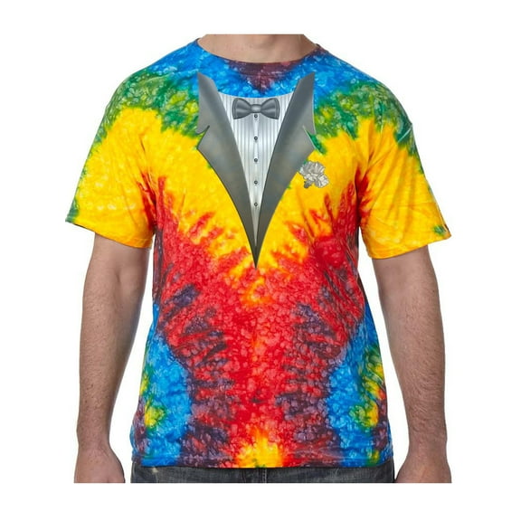 Tuxedo with White Flower Tie Dye Tee Shirt - Woodstock, Small Kids (6-8)