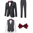 thumbnail image 1 of Tuxedos Suit for Men Slim Fit One-Button Suit with Shawl Lapel 4 Piece Suits Jacket Vest Pants Party Prom Set with Bow Tie, 1 of 5