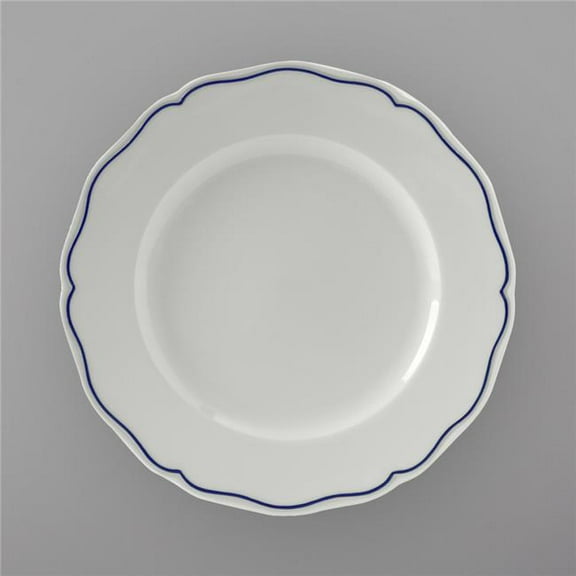 Tuxton Charleston Por.Wh.Scalloped Blue Band 10-3/4-Inch Plate, Pack of 12