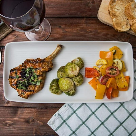 Tuxton 14 in. Matte White Embossed Tray