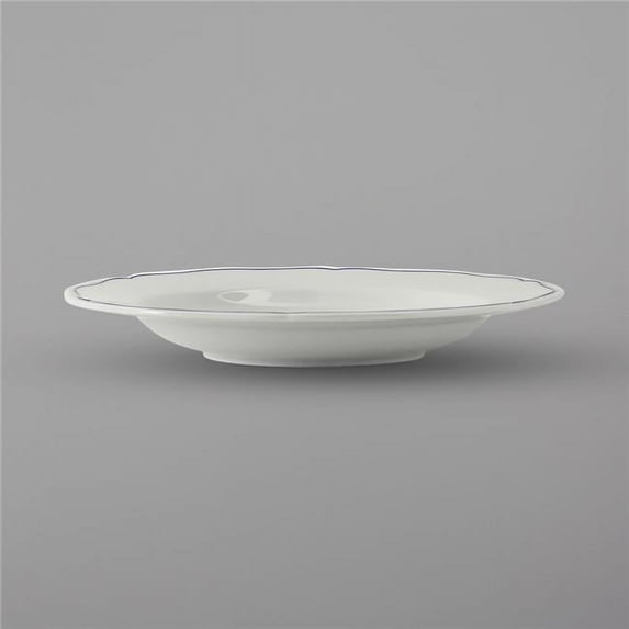Tuxton 17 oz Porcelain White Scalloped Blue Band Pasta Bowl