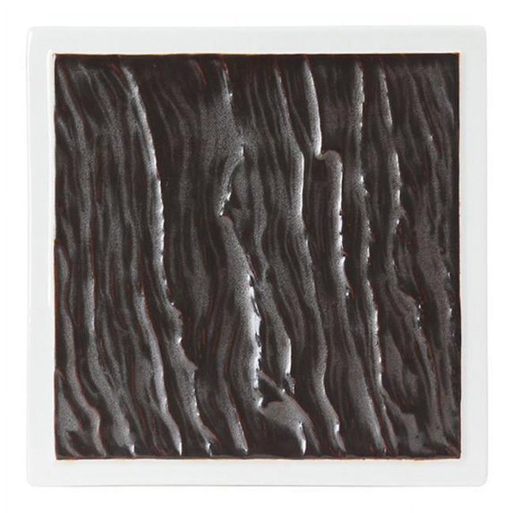 Tuxton 8.5 in. Lava & Porcelain Square Plate, White & Brown