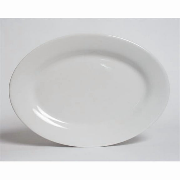 Tuxton China ALH-160 Alaska 16.13 in. x 11.25 in. Oval Platter - Porcelain White - 6 pcs