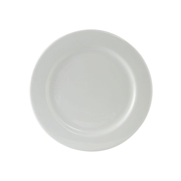 Tuxton China ALA-102 Plate, 10-1/4" dia., round, wide rim, rolled edge, microwave & dishwasher safe, oven proof, fully vitrified, lead-free, Alaska, Porcelain White, Pack of 12