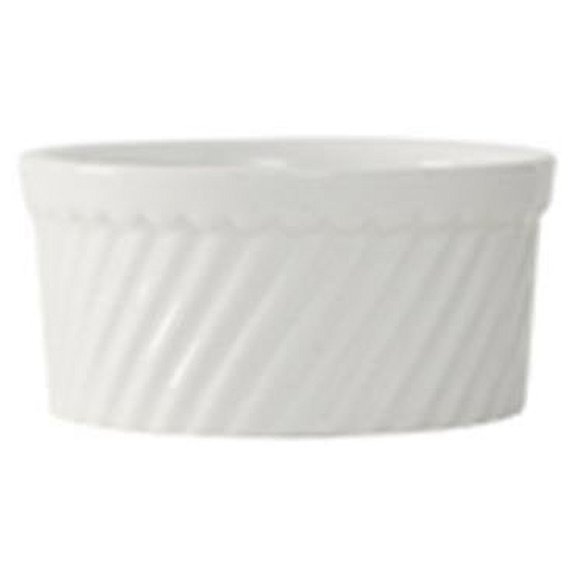 Tuxton BEX-1204 Vitrified China Souffle Swirl Side Eggshell - 12 oz - 2 Dozen