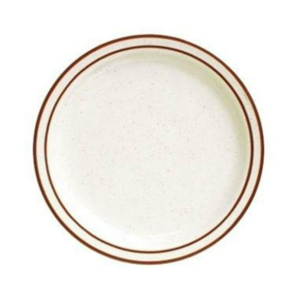 Tuxton China TBS-016 Bahamas 10.5 in. Narrow Rim Brown Speckle Plate - White - 1 Dozen