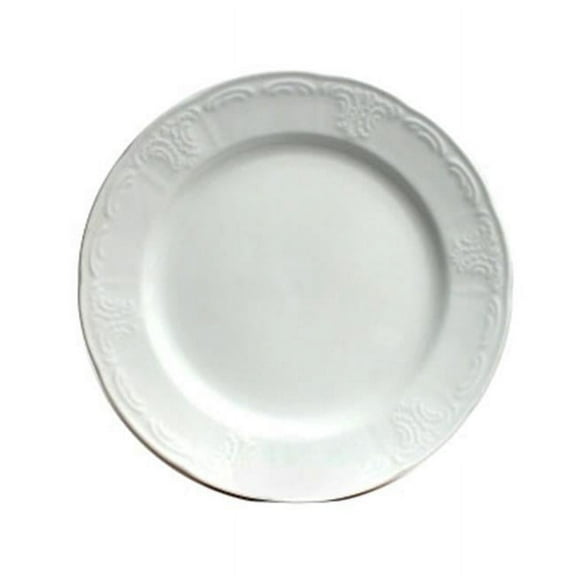 Tuxton Chicago Porcelain White Embossed 6-Inch Plate, Pack of 36