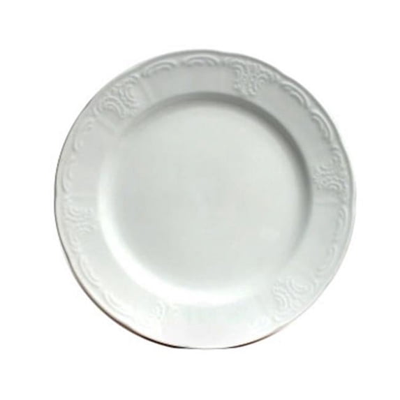 Tuxton Chicago Porcelain White Embossed 7-7/8-Inch Plate, Pack of 36