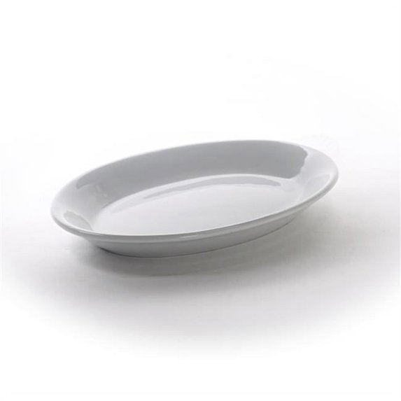 Tuxton China ALH-082 Alaska 8.25 in. x 5.75 in. Oval Platter - Porcelain White - 3 Dozen