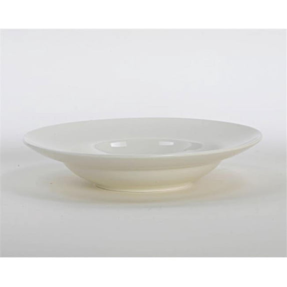 Tuxton China AMU-062 AlumaTux Modena 9.5 in. Rim Soup Blow - Pearl White - 2 Dozen