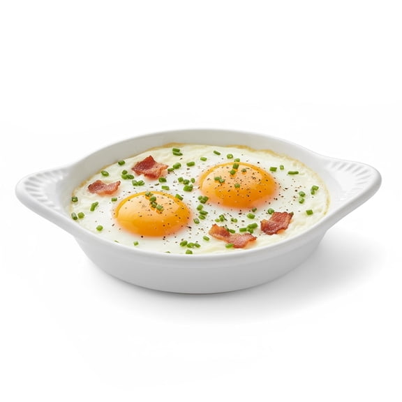 Tuxton China BWN-0602 Shirred Egg, 6 oz., 6-3/8" x 5-1/4" x 1" H, Round, Microwave and Dishwasher Safe, Oven Proof, Fully Vitrified, Ceramic, DuraTux, White, Pack of 12