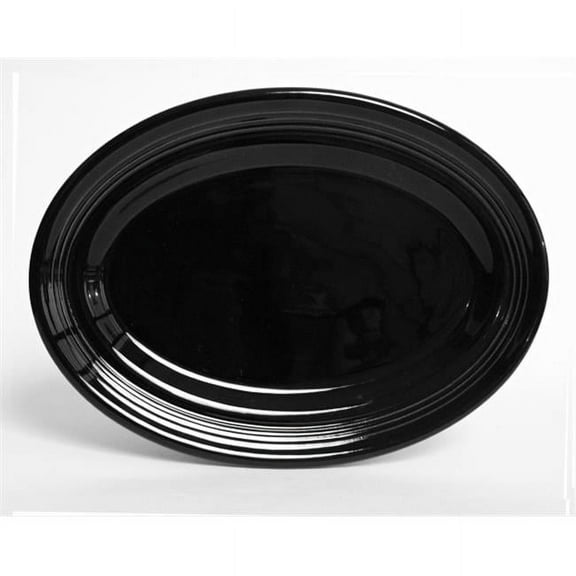 Tuxton China CBH-136 Concentrix 13.75 in. x 10.5 in. Oval Platter - Black - 6 pcs