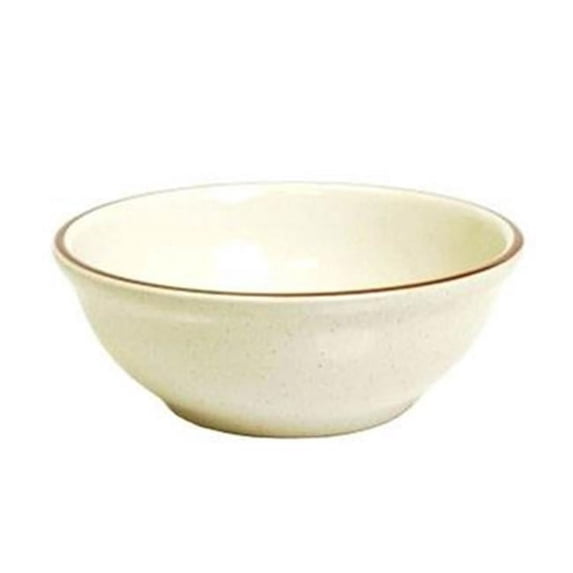 Tuxton China TBS-018 Bahamas 15oz. Narrow Rim with Brown Speckle Nappie - White - 3 Dozen
