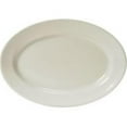 thumbnail image 1 of Tuxton China TRE-034 Reno 9.38 in. x 6.5 in. Wide Rim Rolled Edge Oval Platter- White - 2 Dozen, 1 of 1