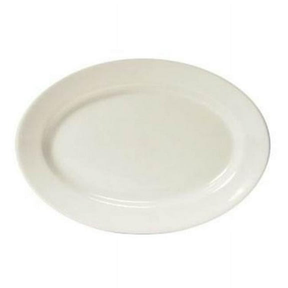 Tuxton China TRE-042 Nevada 15.38 in. x 11 in. Rolled Edge Oval Platter - American White  - 6 pcs