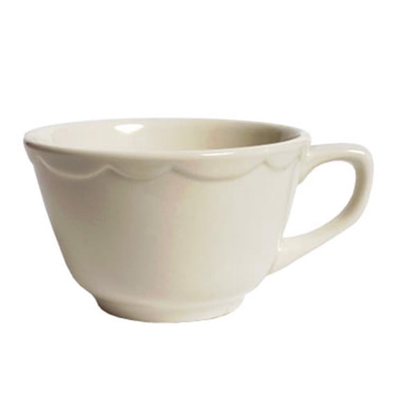 Tuxton China TSC-001 Shell 7 oz. Scalloped Edge Round Cup - Porcelain White - 3 Dozen