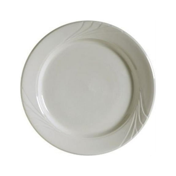 Tuxton China YEA-062 Monterey 6.25 in. Embossed Pattern China Plate - American white - 3 Dozen