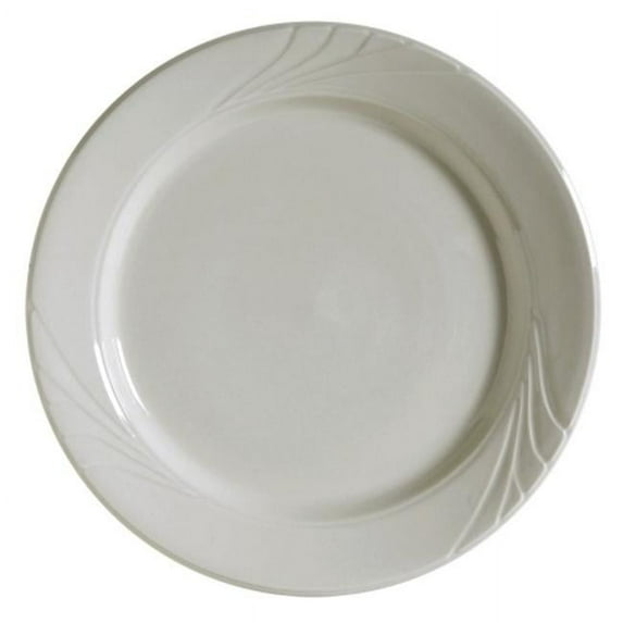 Tuxton China YEA-096 Monterey 9.75 in. Embossed Pattern China Plate - American White - 2 Dozen
