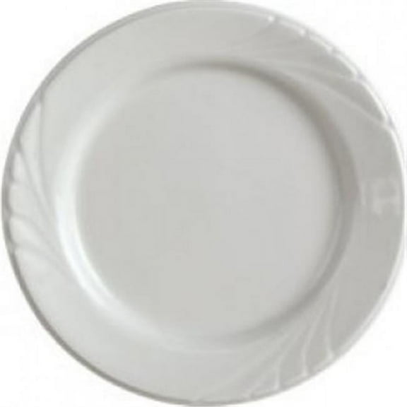 Tuxton China YPA-096 Sonoma 9.75 in. Embossed China Plate - Porcelain White - 2 Dozen