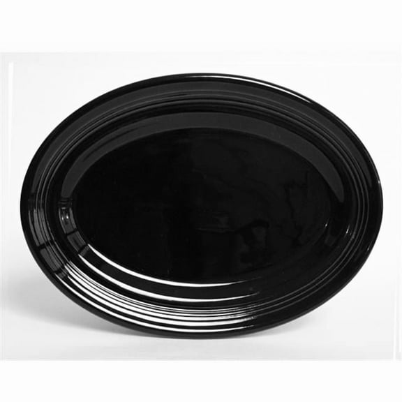 Tuxton China CBH-116 Concentrix 11.5 in. x 8.38 in. Oval Platter - Black - 1 Dozen