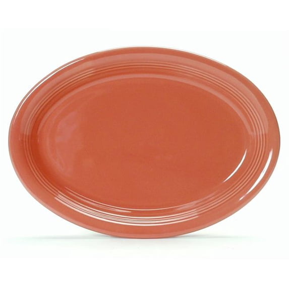Tuxton China CNH-1142 11.5 in. x 8.75 in. Concentrix Oval Platter Coupe - Cinnebar - 1 Dozen