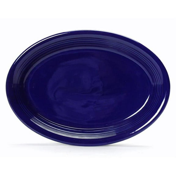 Tuxton China CCH-1142 Concentrix 11.5 in. x 8.75 in. Oval Platter Coupe - Cobalt - 1 Dozen