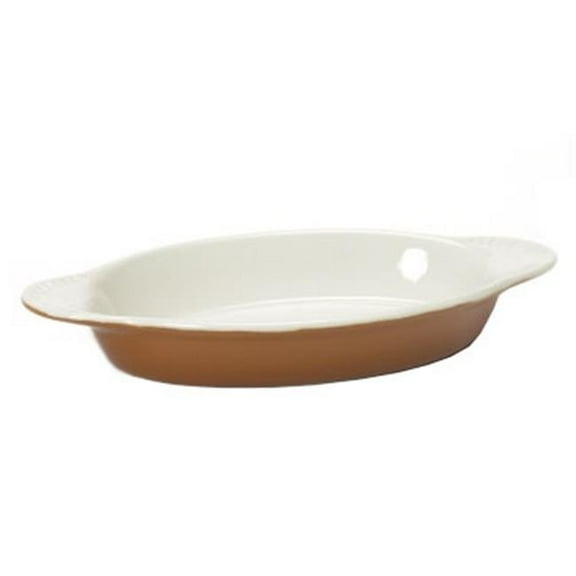 Tuxton China B3N-150 15 oz. Oval Welsh Rarebit - Light Brown-Ivory - 1 Dozen