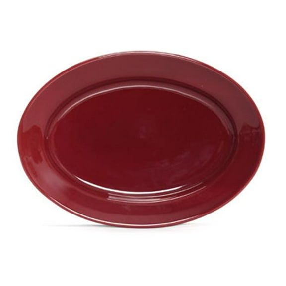 Tuxton China DYH-140 14 in. Oval Platter - Butterscotch, Pistachio, Cranberry - 1 Dozen
