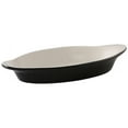 thumbnail image 1 of Tuxton China B4N-120 Welsh Rarebit, 12 oz., 9-7/8" x 4-7/8" x 1-3/8"H, oval, microwave & dishwasher safe, oven proof, fully vitrified, lead-free, ceramic, DuraTux, Black/Eggshell, Pack of 12, 1 of 1