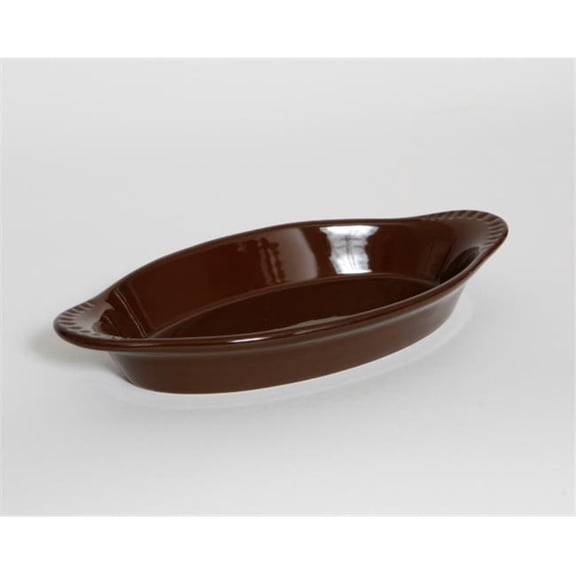 Tuxton China DMN-120 Welsh Rarebit, 12 oz., 9-7/8" x 4-7/8" x 1-3/8"H, oval, microwave & dishwasher safe, oven proof, fully vitrified, lead-free, ceramic, DuraTux, Mahogany, Pack of 12