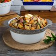 thumbnail image 1 of Tuxton EAF-301 3 qt. Porcelain White Embossed Round Casserole - Black Truffle Band, 1 of 1
