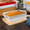 thumbnail image 1 of Tuxton EAU-202 1 qt. Porcelain Embossed Rectangular Casserole - Truffle Band, White & Beige, 1 of 1