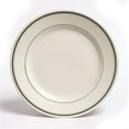 thumbnail image 1 of Tuxton China TGB-021 Green Bay 12 in. Wide Rim Rolled Edge China Plate - American White with Green Band - 1 Dozen, 1 of 1