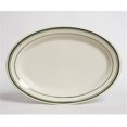 thumbnail image 1 of Tuxton China TGB-039 Green Bay 13.5 in. x 9 in. Wide Rim Rolled Edge Oval Platter - American White with Green Band - 1 Dozen, 1 of 1