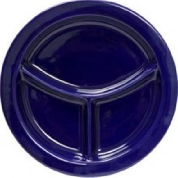 Tuxton China BCA-0903 3 9 in. Compartment Plate - Cobalt - 1 Dozen